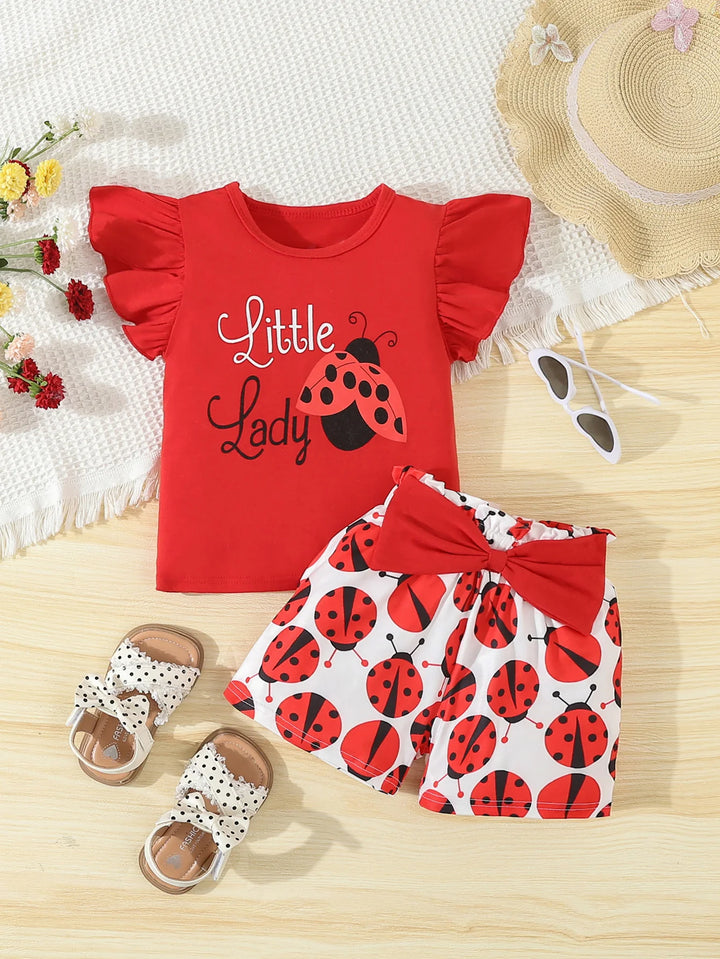 Summer Adorable  Ladybug Outfit 2pcs Set for Baby