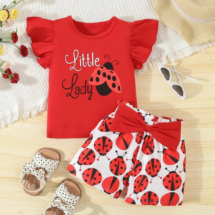 Summer Adorable  Ladybug Outfit 2pcs Set for Baby