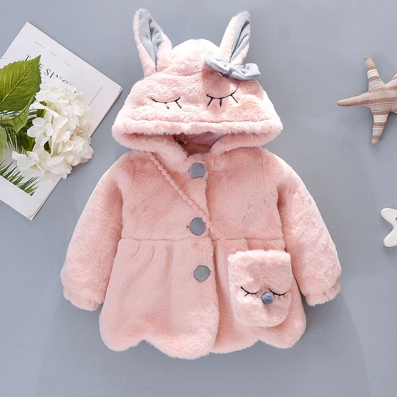 Cute Rabbit Ears Plush Baby Jacket Christmas Sweet