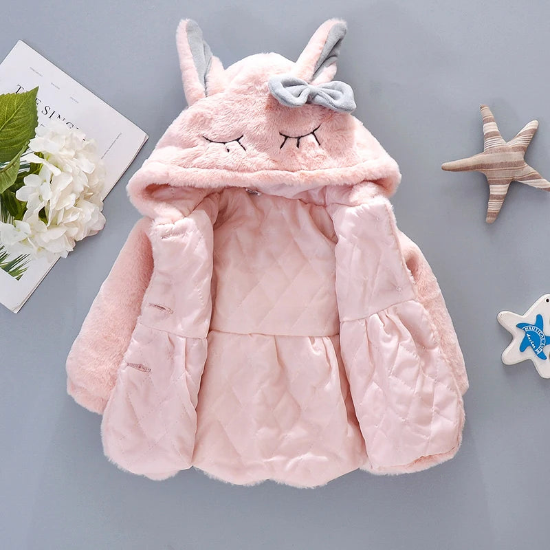 Cute Rabbit Ears Plush Baby Jacket Christmas Sweet