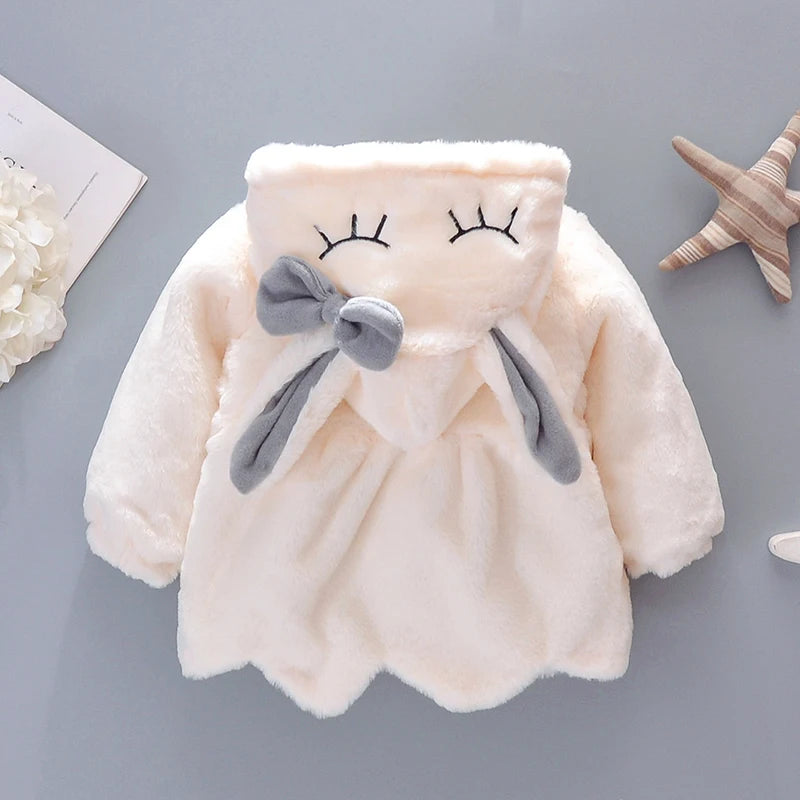 Cute Rabbit Ears Plush Baby Jacket Christmas Sweet