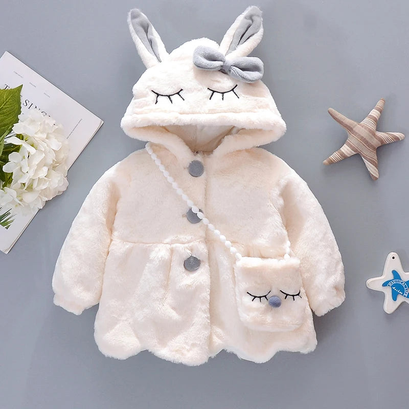 Cute Rabbit Ears Plush Baby Jacket Christmas Sweet