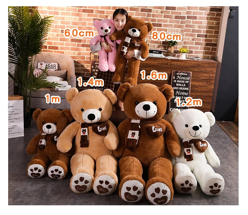 High Quality 4 Colors Teddy Bear With Scarf Stuffed