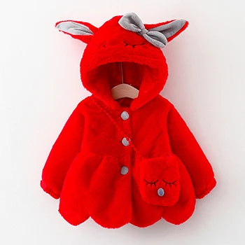 Cute Rabbit Ears Plush Baby Jacket Christmas Sweet