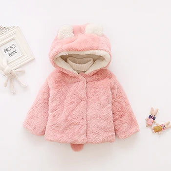 Cute Rabbit Ears Plush Baby Jacket Christmas Sweet