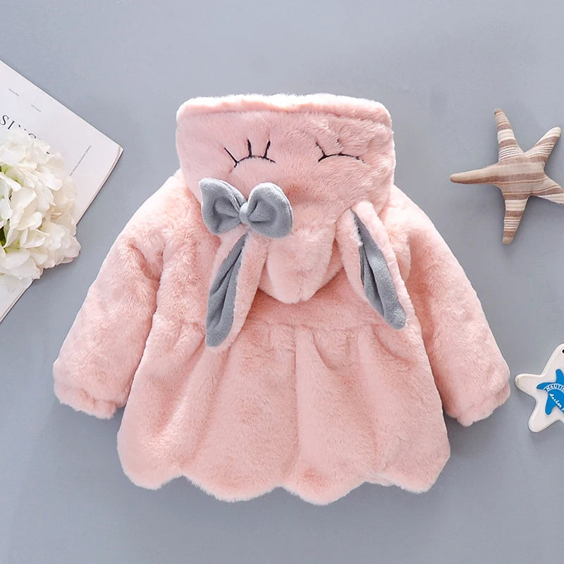 Cute Rabbit Ears Plush Baby Jacket Christmas Sweet