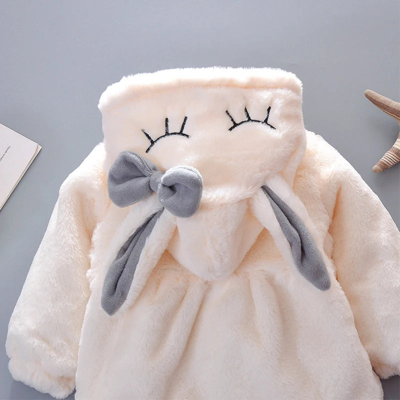 Cute Rabbit Ears Plush Baby Jacket Christmas Sweet