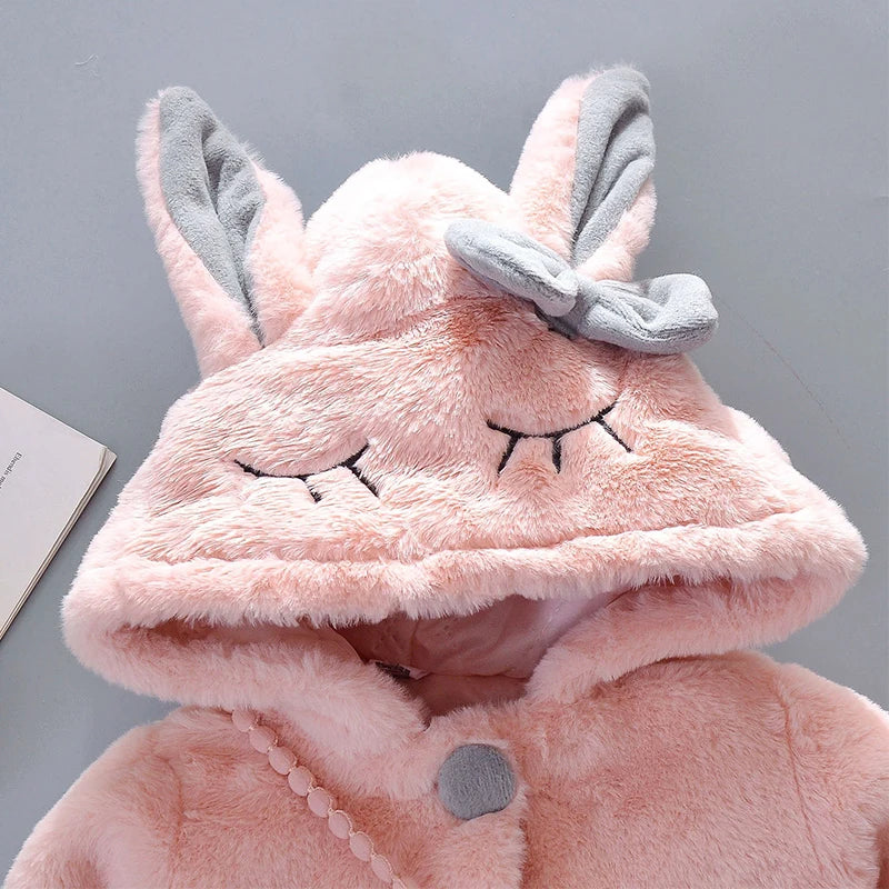 Cute Rabbit Ears Plush Baby Jacket Christmas Sweet