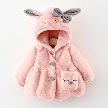 Cute Rabbit Ears Plush Baby Jacket Christmas Sweet