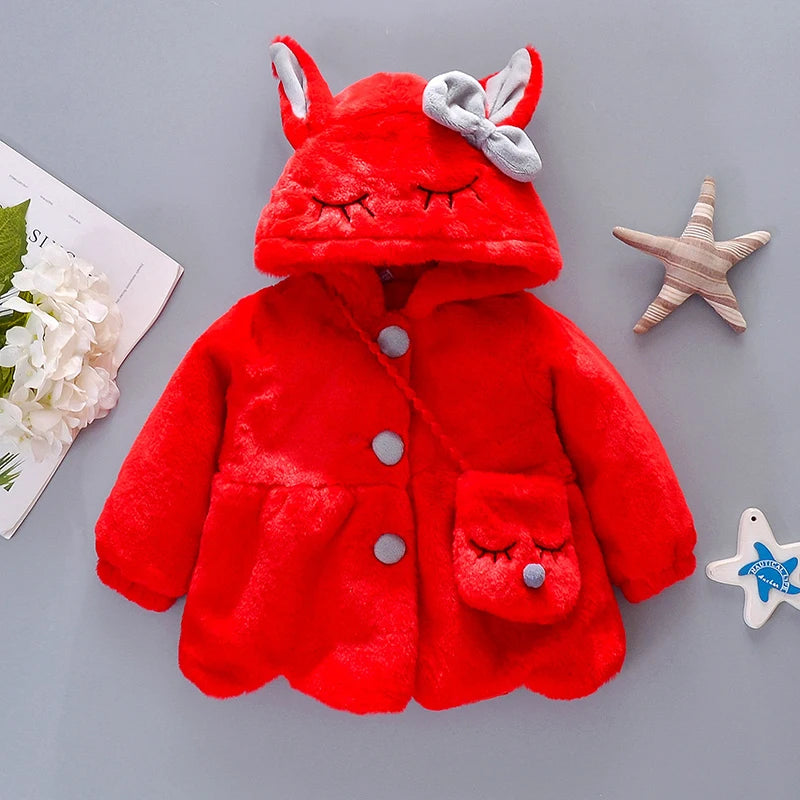 Cute Rabbit Ears Plush Baby Jacket Christmas Sweet