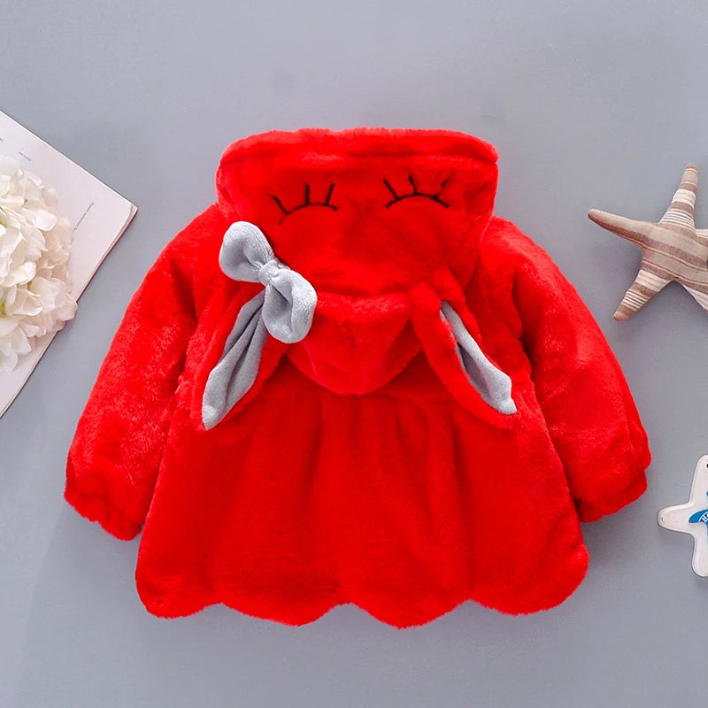 Cute Rabbit Ears Plush Baby Jacket Christmas Sweet