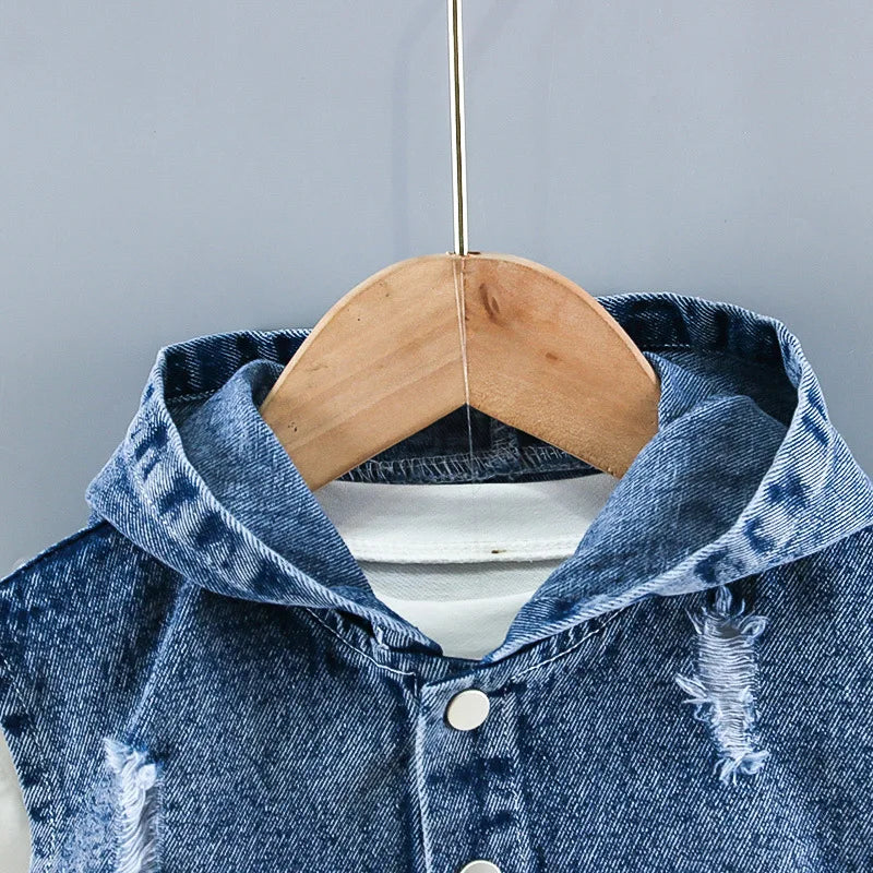 Baby boy clothes spring autumn fashion ripped denim