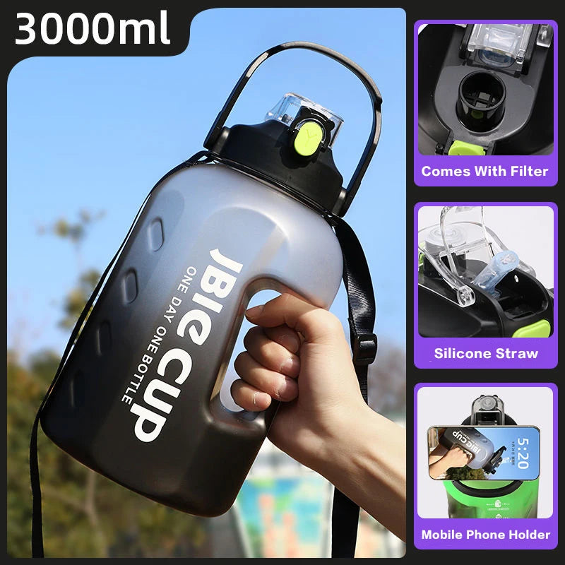 Large Capacity 3000ML Sports Water Bottle With Handle