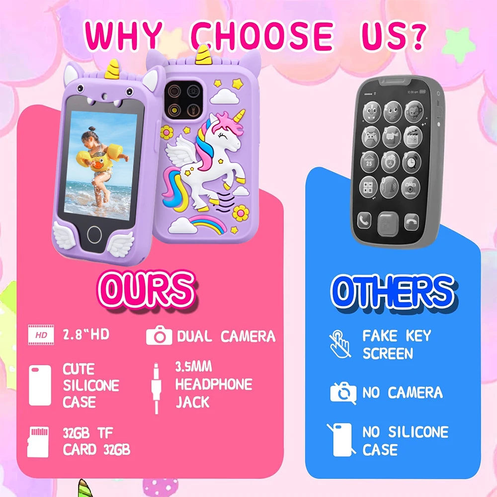 Kids Muscial Smart Phone Toys Cartoon Unicorn