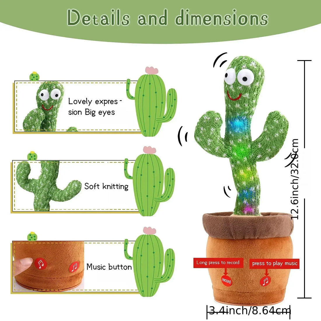 Dancing Talking Cactus Toys Birthday Present Dancing