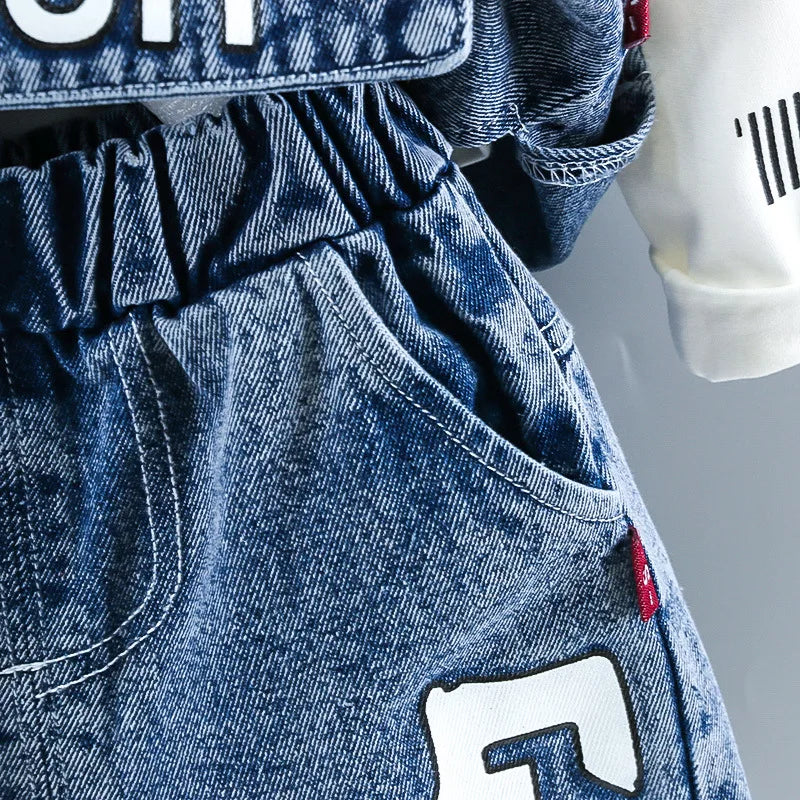 Baby boy clothes spring autumn fashion ripped denim