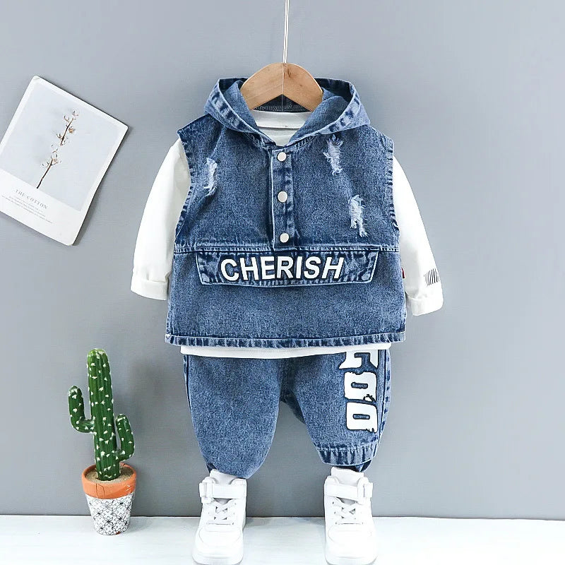 Baby boy clothes spring autumn fashion ripped denim