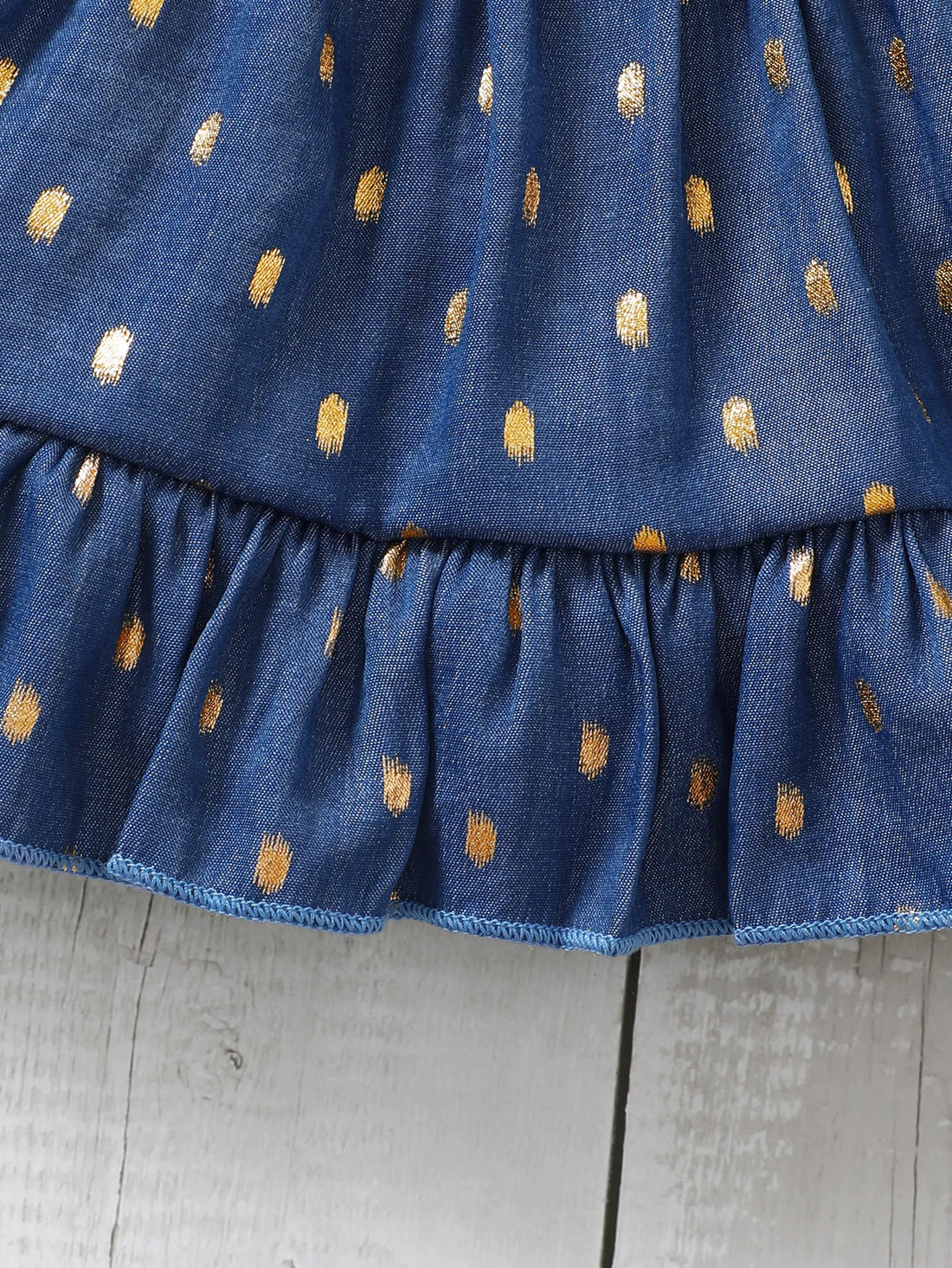 3-24Months Infant Baby Girl Golden Dot Slip Blue Dress