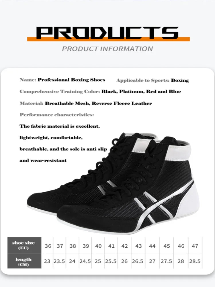 Professional Unisex Boxing Shoes Breathable Wear-Resistant