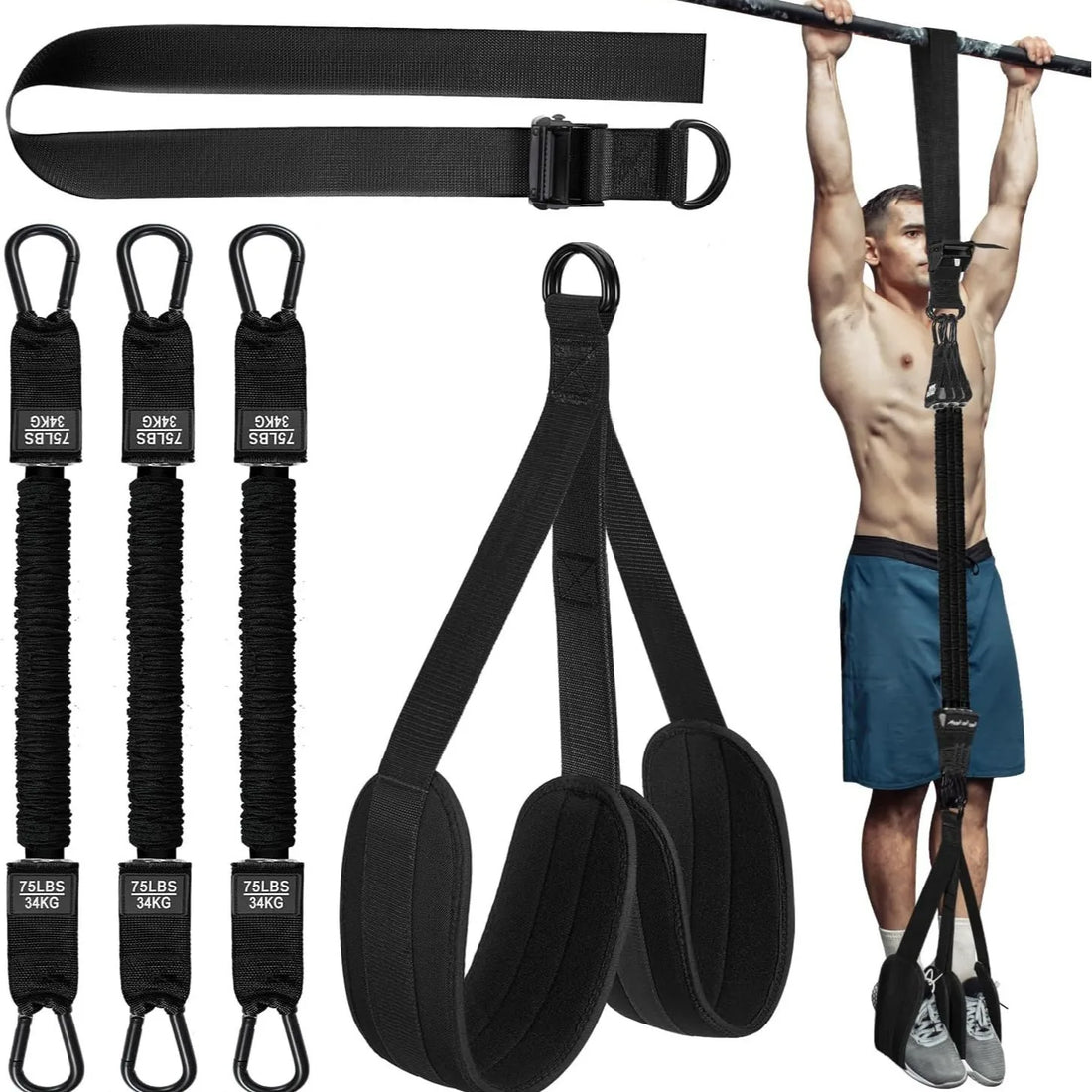 Pull-up Power with Auxiliary Trainer Elastic Rope Pull Bar